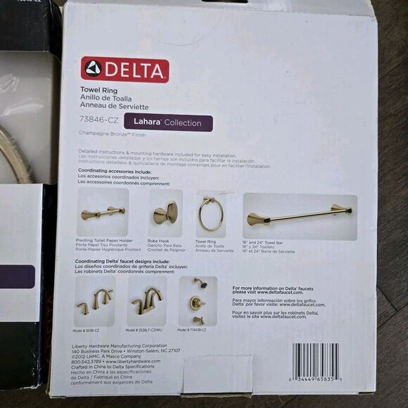 2 X ​Delta 73846-CZ Lahara Towel Ring Holder in Champagne Bronze - Picture 3 of 7